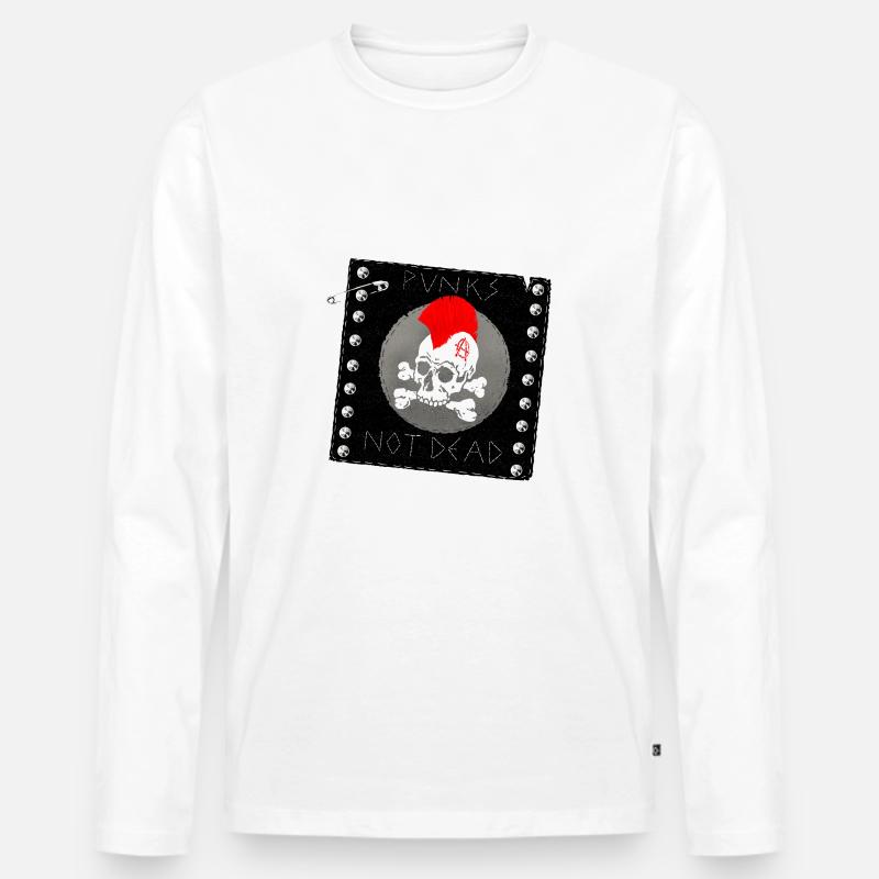 punks not dead patch - Männer Premium Bio Langarmshirt - Weiß
