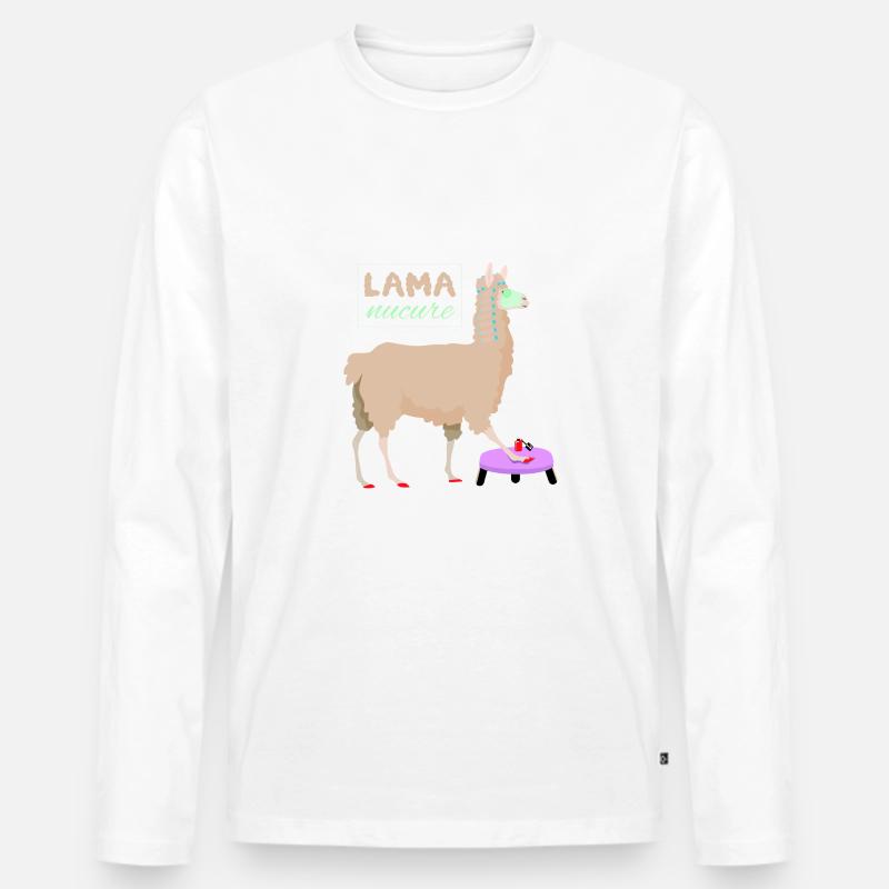 Lama nucure - Männer Premium Bio Langarmshirt - Weiß