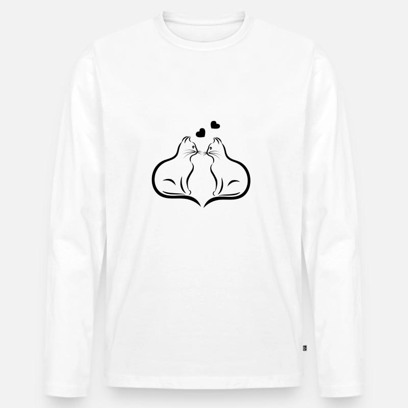 Zwei Katzen - Männer Premium Bio Langarmshirt - Weiß
