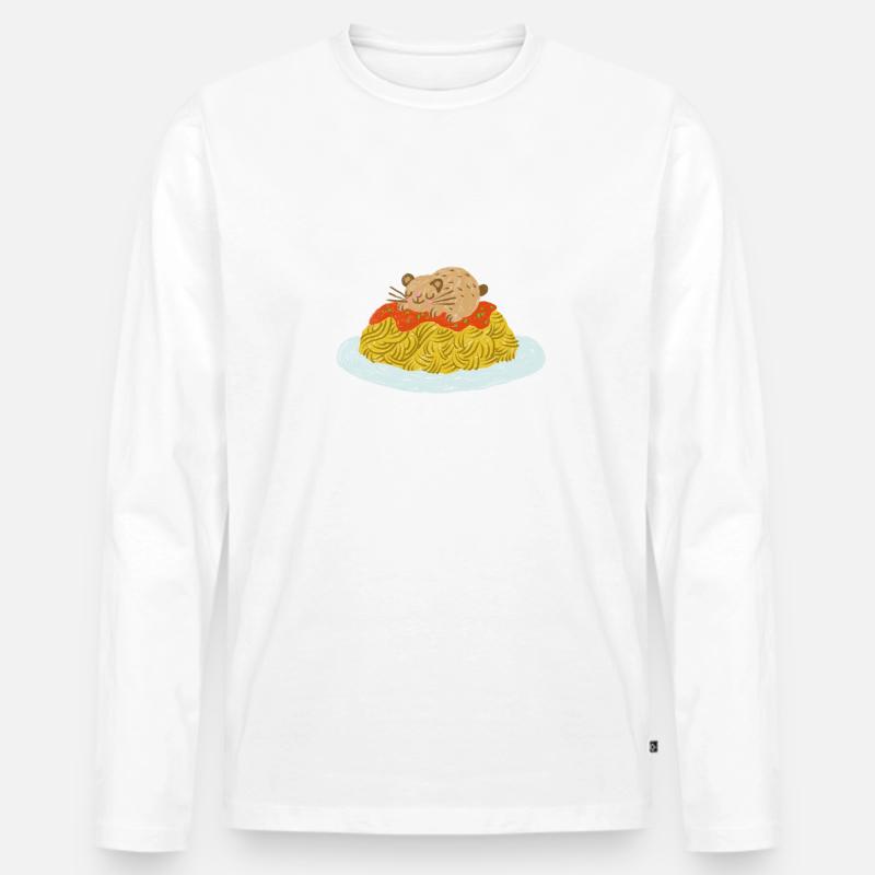 Spaghetti Hamster - Männer Premium Bio Langarmshirt - Weiß