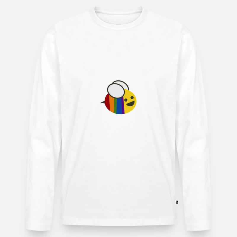 Regenbogen Biene - Männer Premium Bio Langarmshirt - Weiß
