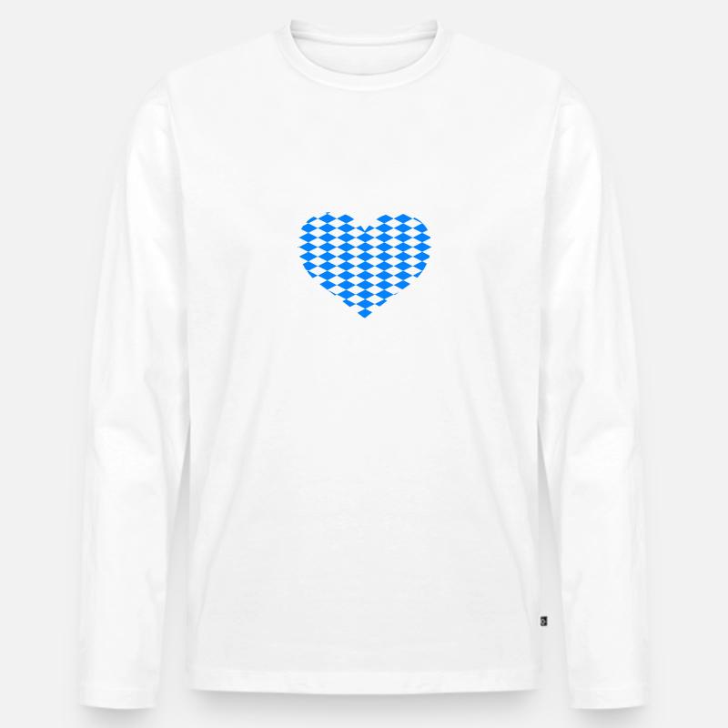 Herz - Männer Premium Bio Langarmshirt - Weiß