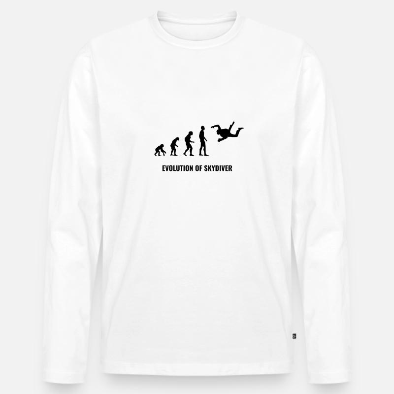 Evolution Fallschirmspringer - Männer Premium Bio Langarmshirt - Weiß