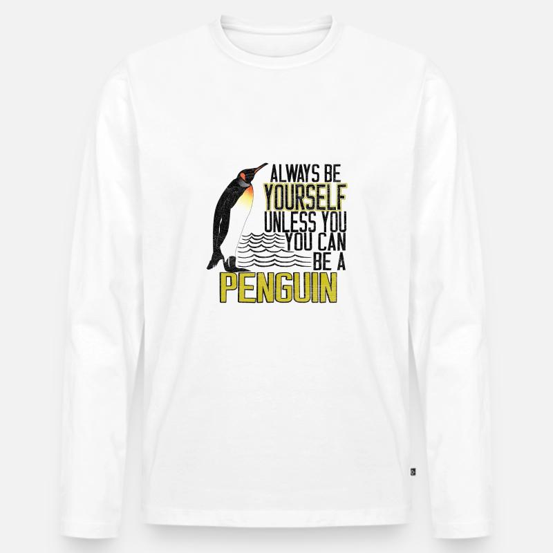 Pinguin - Männer Premium Bio Langarmshirt - Weiß