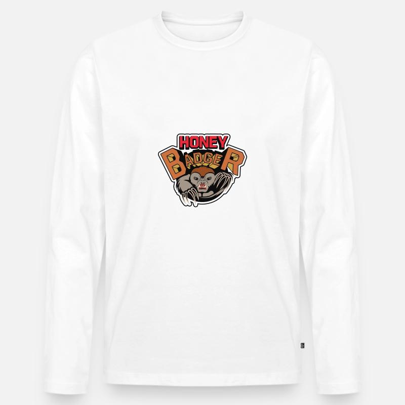 Honey Badger, Honigdachs - Männer Premium Bio Langarmshirt - Weiß
