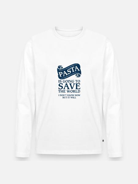 Pasta Nudeln - Männer Premium Bio Langarmshirt - Weiß
