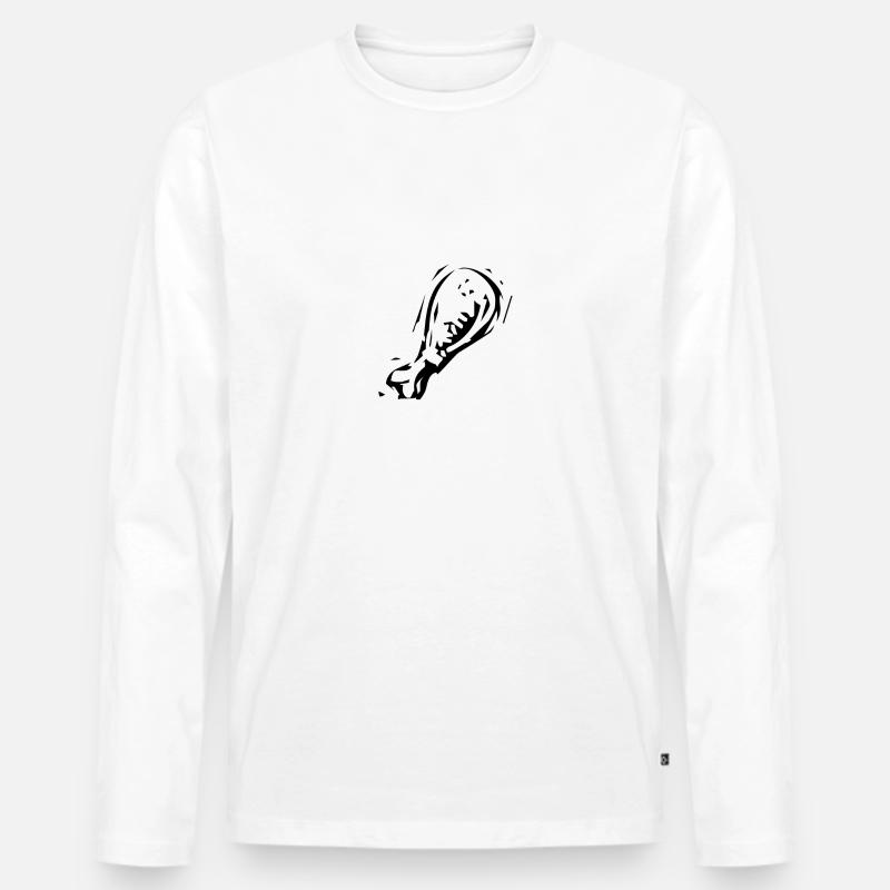 Hähnchenkeule Keule Hähnchenschenkel Geschenk - Männer Premium Bio Langarmshirt - Weiß