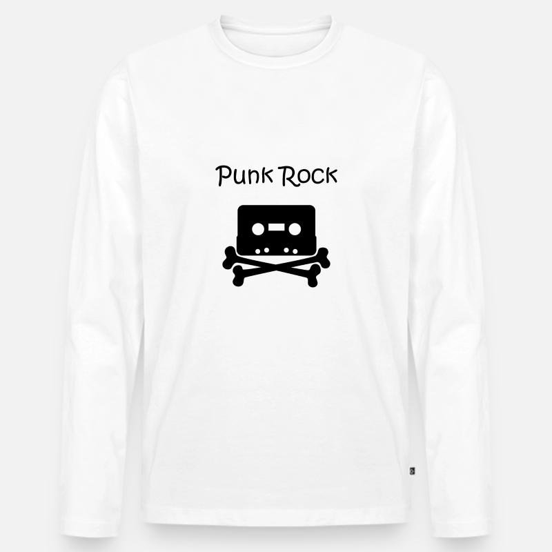 Punk Rock Kassette - Männer Premium Bio Langarmshirt - Weiß