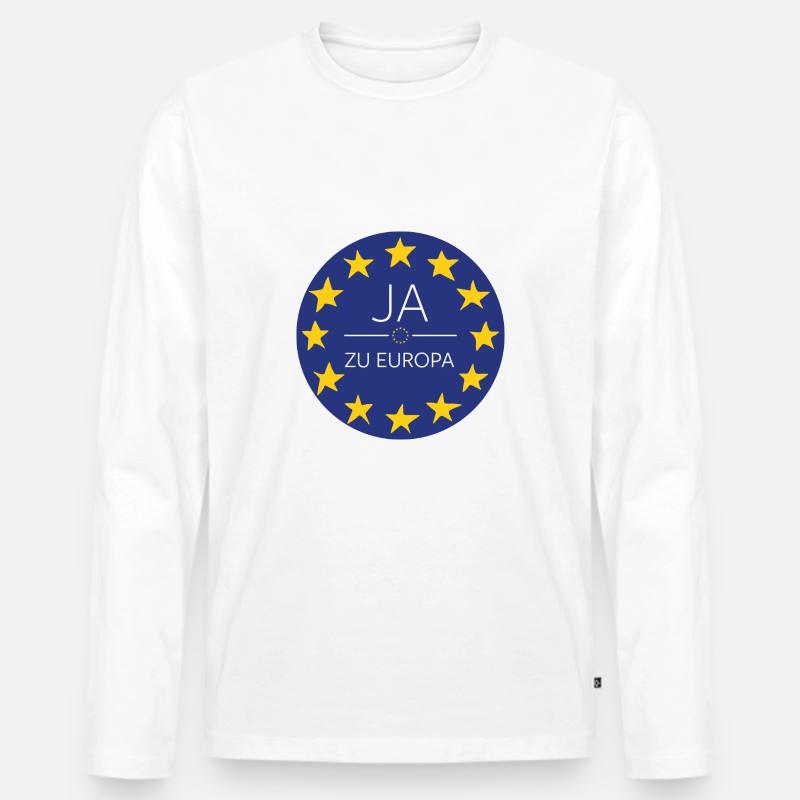 Ja zu Europa - EU Sterne Design - Männer Premium Bio Langarmshirt - Weiß