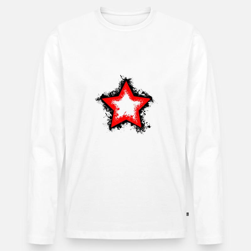 Stern Splatter schwarz-rot - Männer Premium Bio Langarmshirt - Weiß