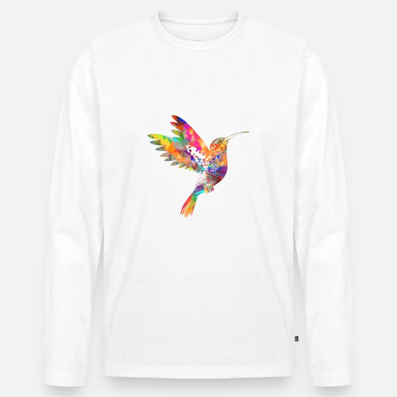 Kolibri im Flug! Bunt, Cool, Idee, Geschenk - Männer Premium Bio Langarmshirt - Weiß