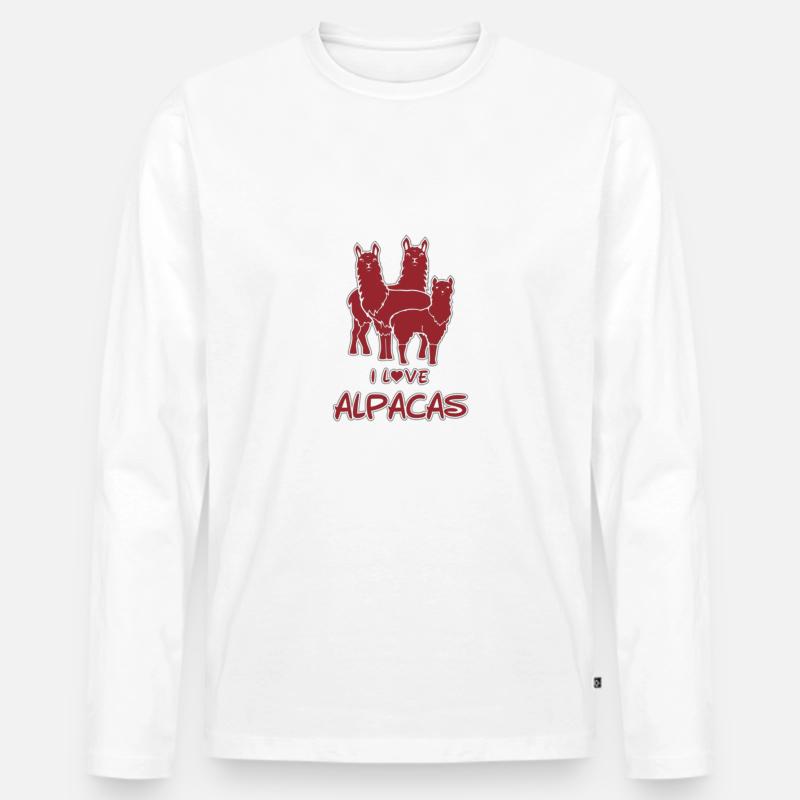 Ich liebe Alpakas - Männer Premium Bio Langarmshirt - Weiß
