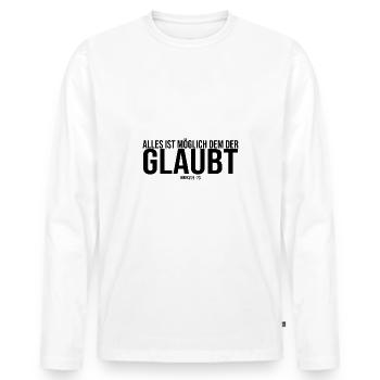 Everything possible that the believers believe Biblevers gift - Men's Premium Organic Long Sleeve Shirt - white - Front - Nico (187cm)