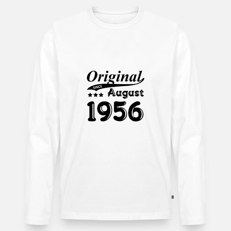 August 1956 Geschenk - Männer Premium Bio Langarmshirt - Weiß
