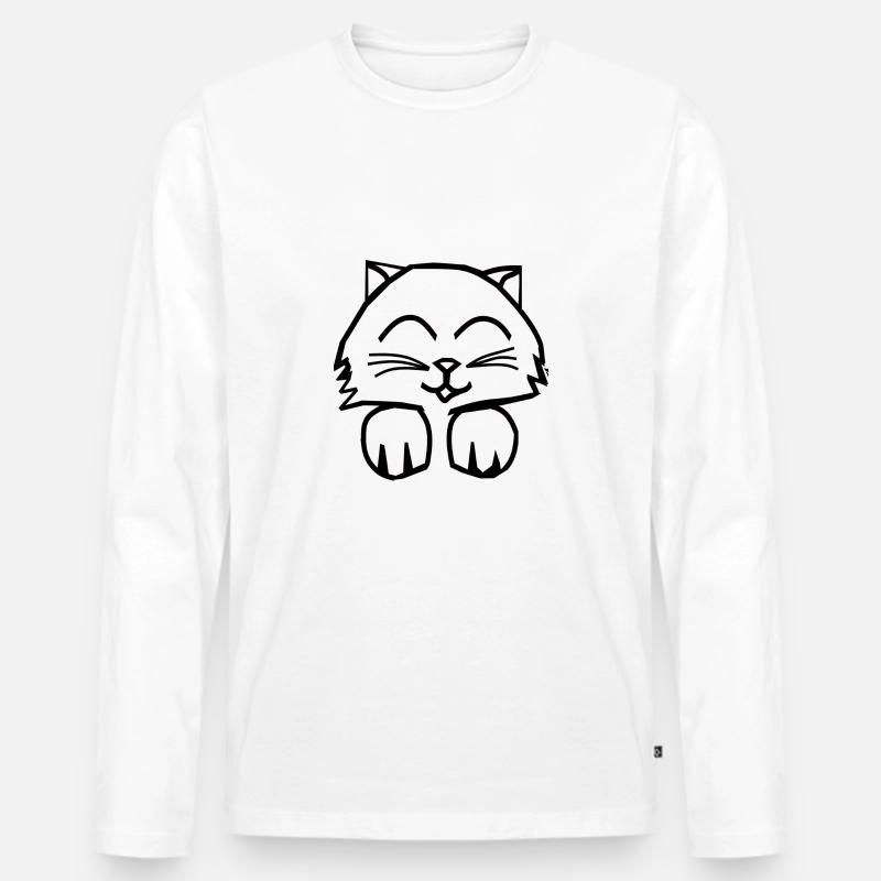 Süßes Katze Katzen Tshirt - Männer Premium Bio Langarmshirt - Weiß