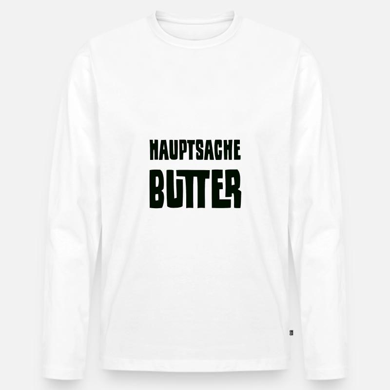 Hauptsache Butter weiß - Männer Premium Bio Langarmshirt - Weiß