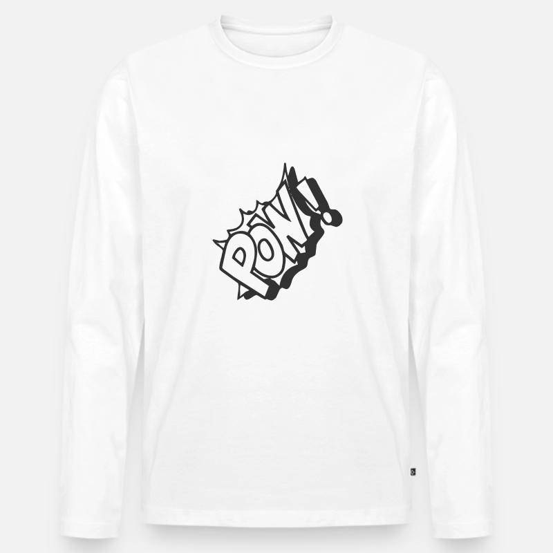 Comic Pow - Männer Premium Bio Langarmshirt - Weiß