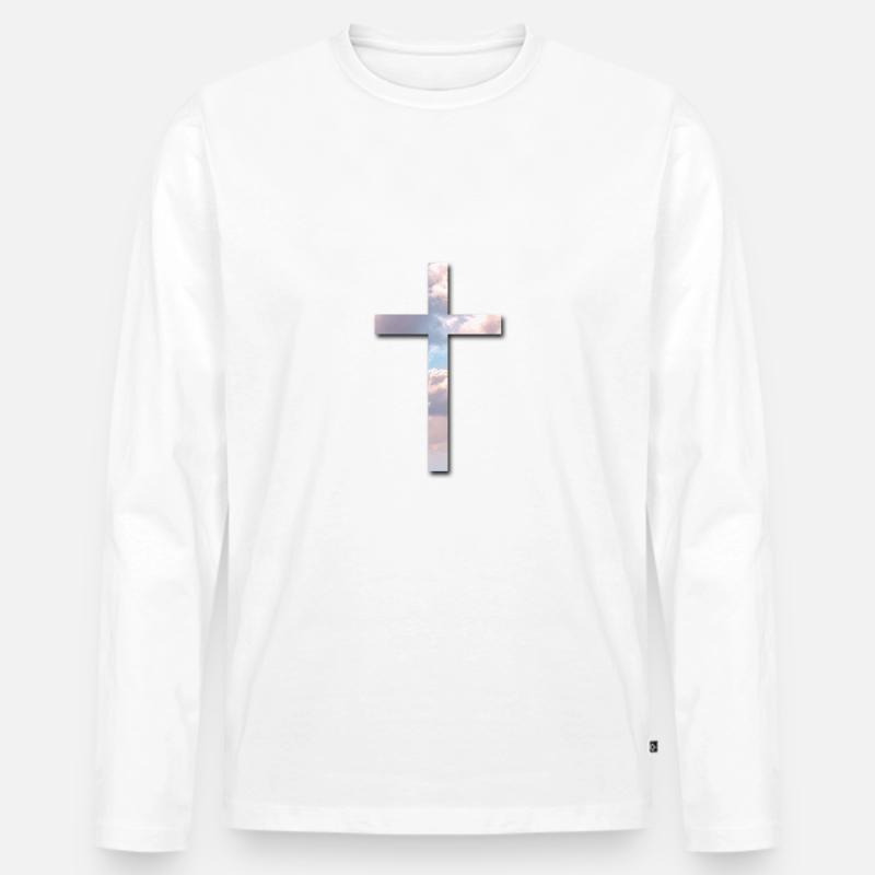 Jesus - Männer Premium Bio Langarmshirt - Weiß