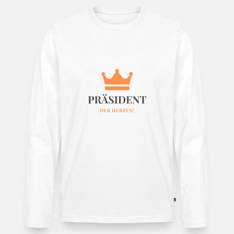 Präsident der Herzen - Männer Premium Bio Langarmshirt - Weiß
