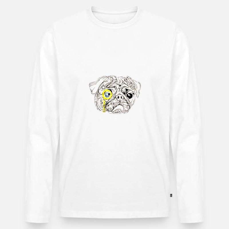 Hund - Männer Premium Bio Langarmshirt - Weiß