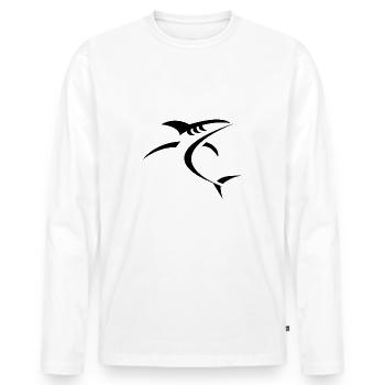 Shark - Men's Premium Organic Long Sleeve Shirt - white - Front - Nico (187cm)