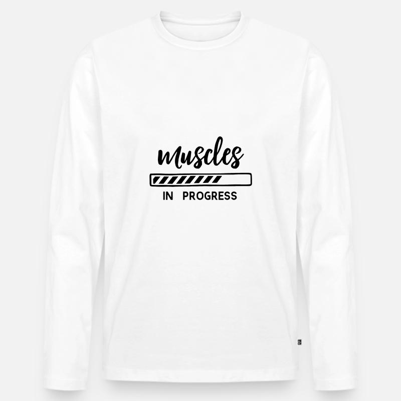 Muscles in progress - Männer Premium Bio Langarmshirt - Weiß