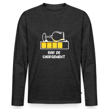 Bar de chargement - T-shirt manches longues Premium bio Homme - anthracite chiné - Devant - Nico (187cm)