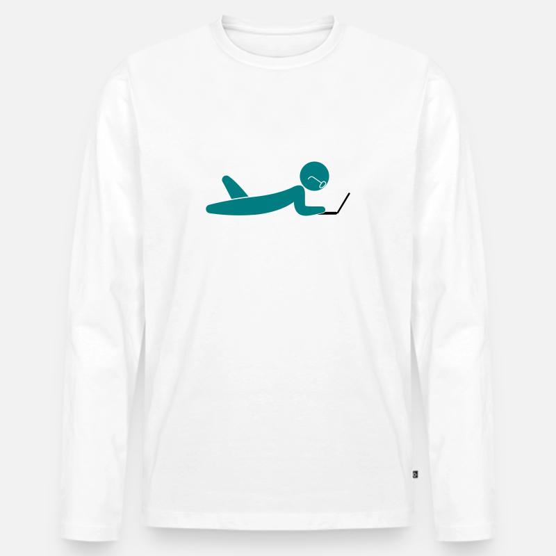 A programmer using a laptop - Men's Premium Organic Long Sleeve Shirt - white