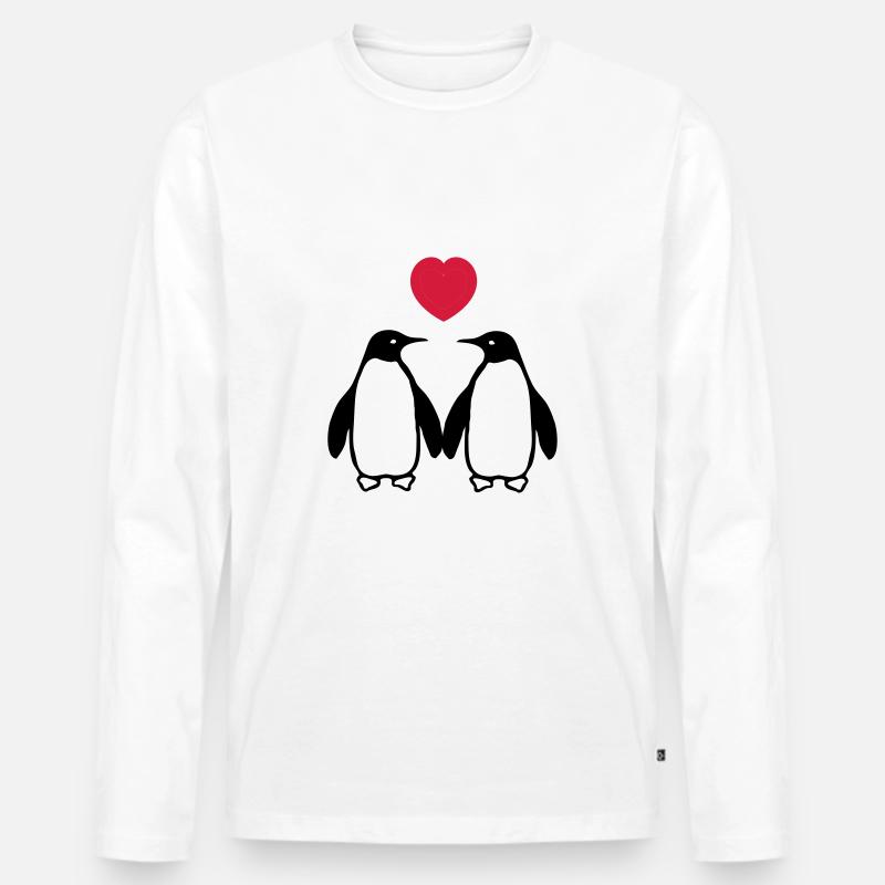 Verliebte Pinguine - Männer Premium Bio Langarmshirt - Weiß