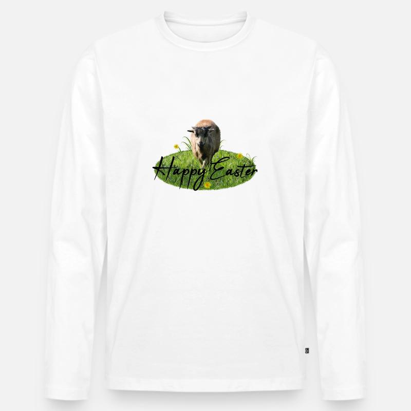 Easter Happy Easter - Männer Premium Bio Langarmshirt - Weiß