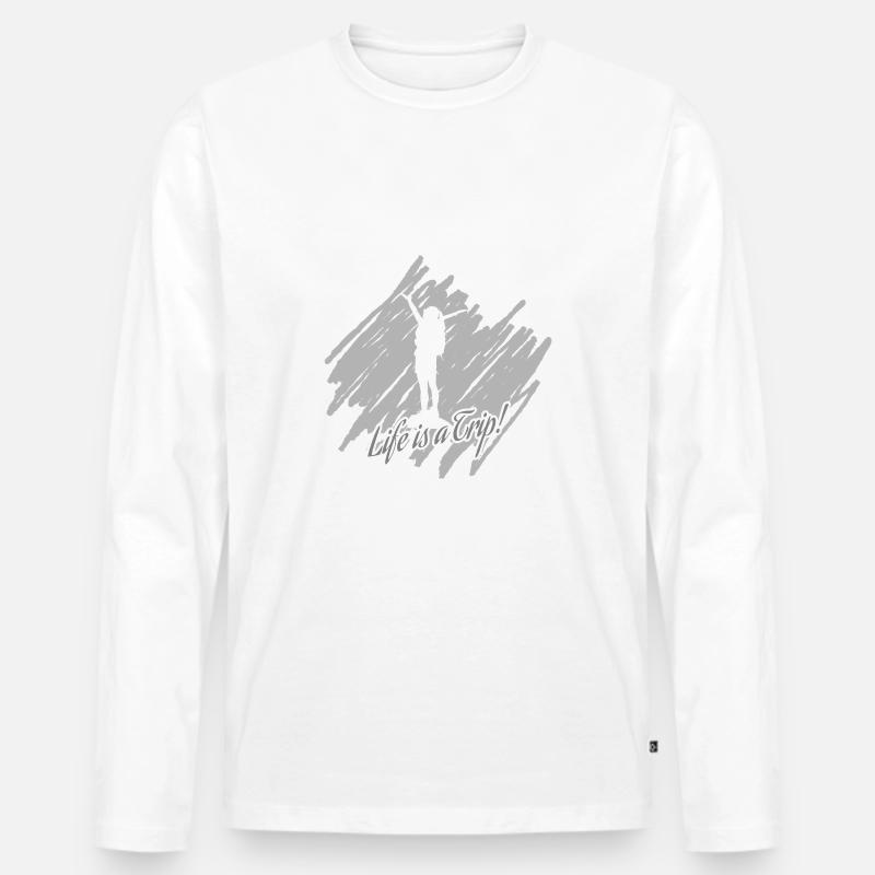 Reise - Männer Premium Bio Langarmshirt - Weiß