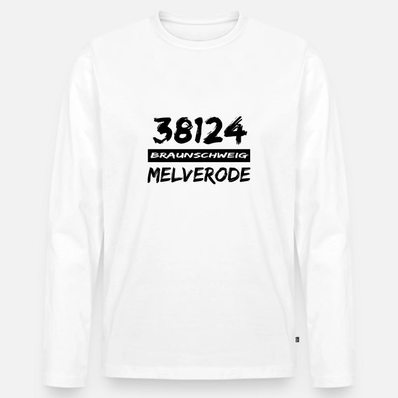 38124 Braunschweig Melverode - Männer Premium Bio Langarmshirt - Weiß