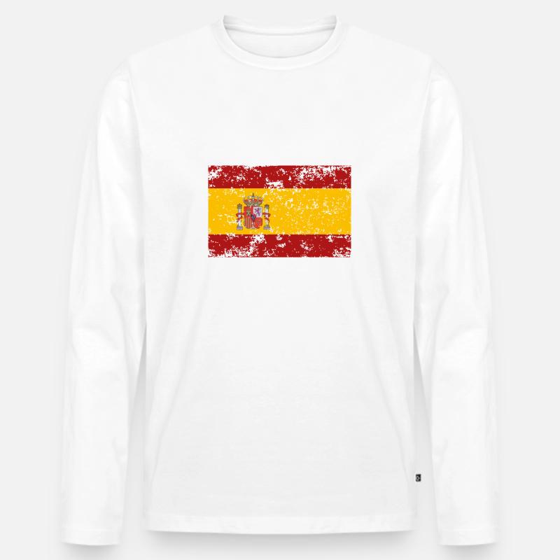 Flagge Spaniens, Verschleißeffekt - Männer Premium Bio Langarmshirt - Weiß