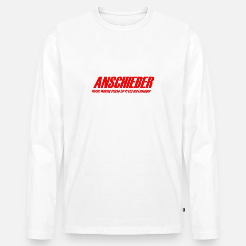 ANSCHIEBER Stöcke - Männer Premium Bio Langarmshirt - Weiß