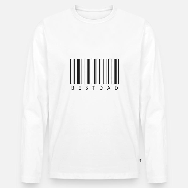 Bestdad Barcode - bester Papa - Männer Premium Bio Langarmshirt - Weiß