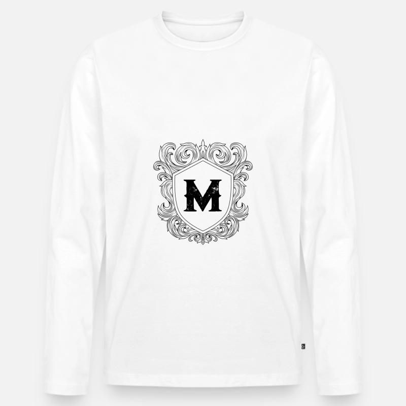 M Buchstabe Wappen - Männer Premium Bio Langarmshirt - Weiß
