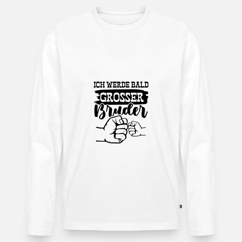 Ich werde grosser Bruder - Männer Premium Bio Langarmshirt - Weiß