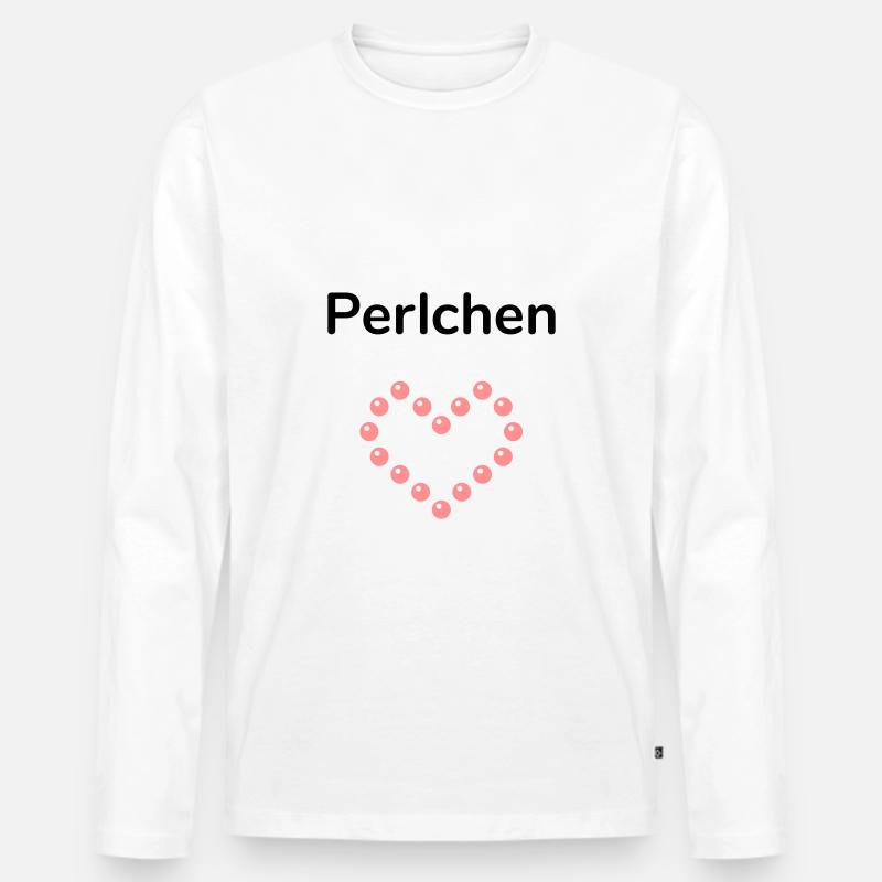 Perlchen (herzförmige Anordnung von Perlen) - Männer Premium Bio Langarmshirt - Weiß
