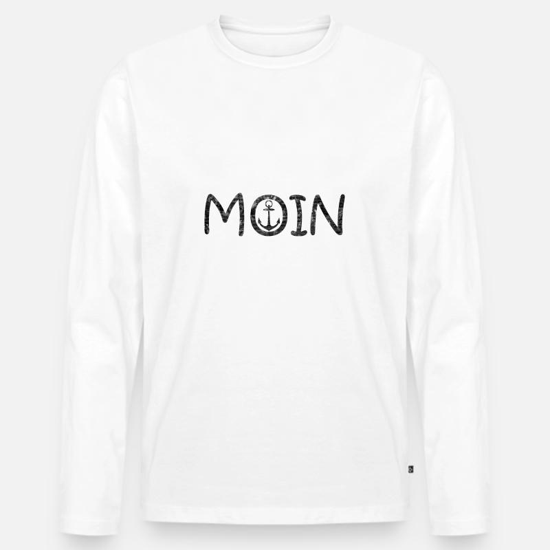 Moin Hamburger - Männer Premium Bio Langarmshirt - Weiß
