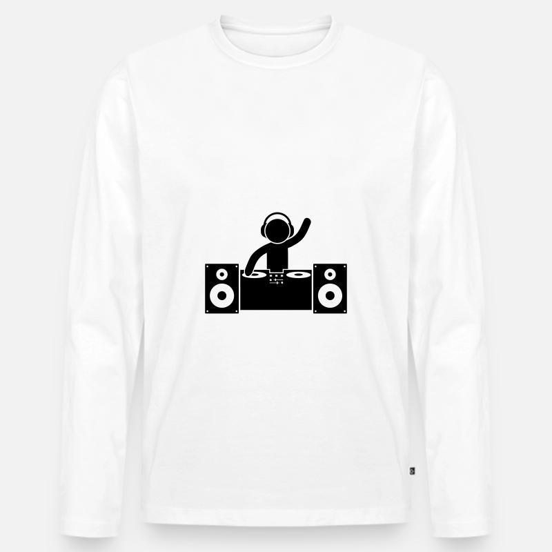 dj turntables - Männer Premium Bio Langarmshirt - Weiß