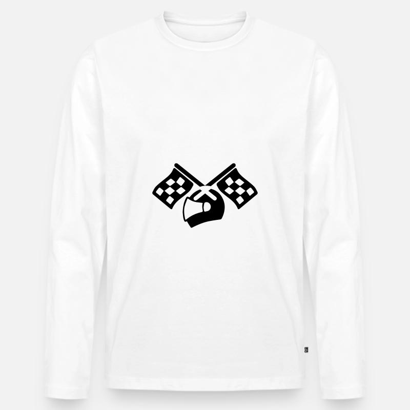 Rennfahrer helm - Männer Premium Bio Langarmshirt - Weiß