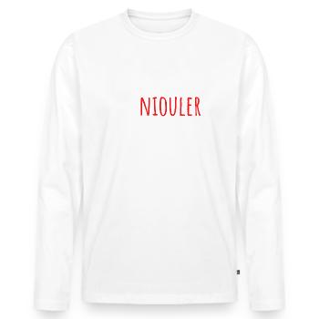 arrête de niouler un peu! expression savoyarde - T-shirt manches longues Premium bio Homme - blanc - Devant - Nico (187cm)