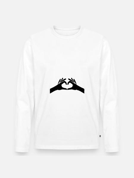 Hands Heart Symbol - Men's Premium Organic Long Sleeve Shirt - white