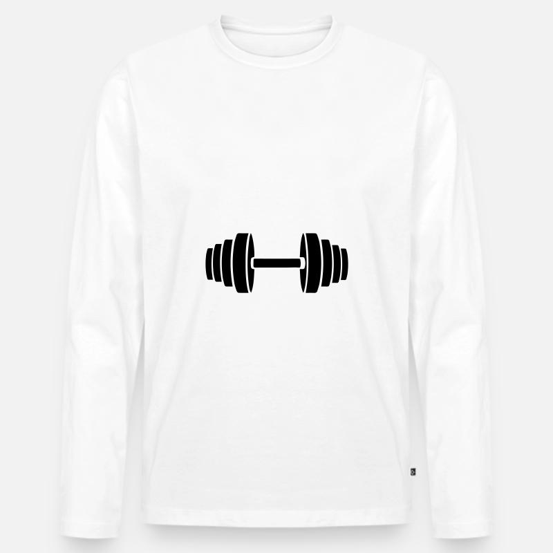 Hantel gewichte icon - Männer Premium Bio Langarmshirt - Weiß