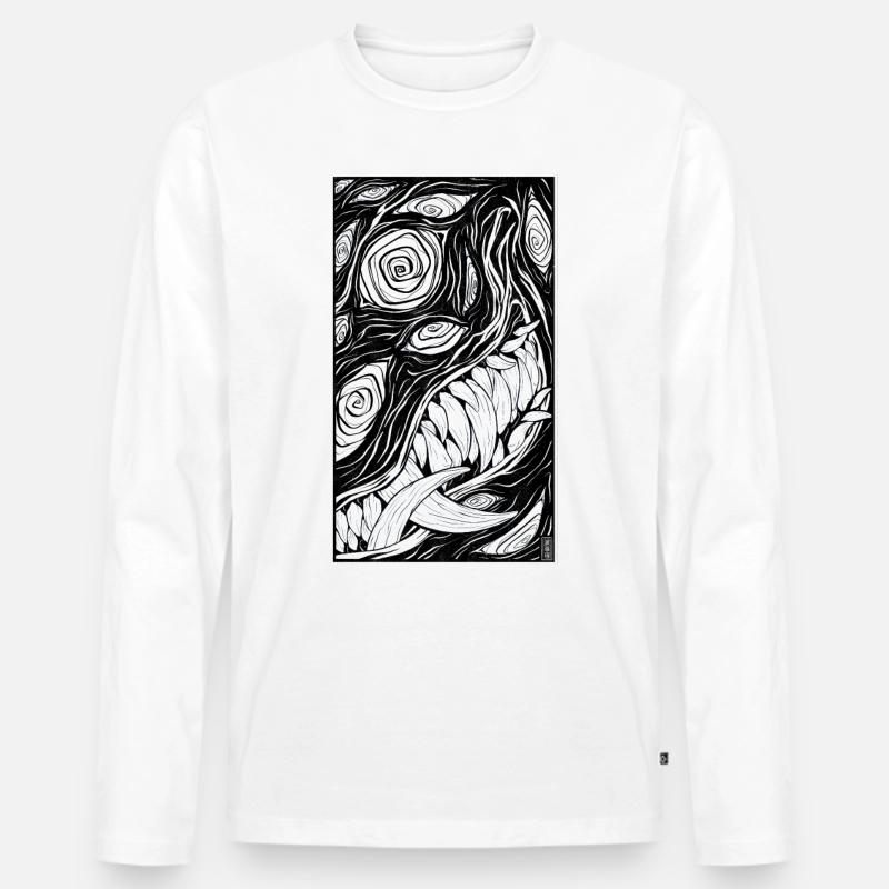 Dämonenfuchs - Männer Premium Bio Langarmshirt - Weiß