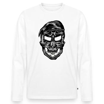 Militär Soldaten Skull Barett - Männer Premium Bio Langarmshirt - Weiß - Vorne - Nico (187cm)