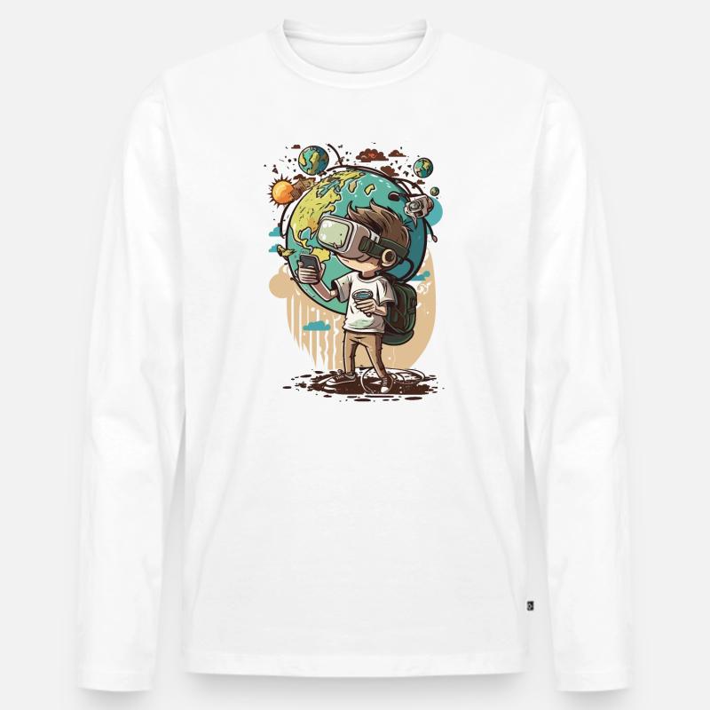 Virtueller Visionär - Männer Premium Bio Langarmshirt - Weiß