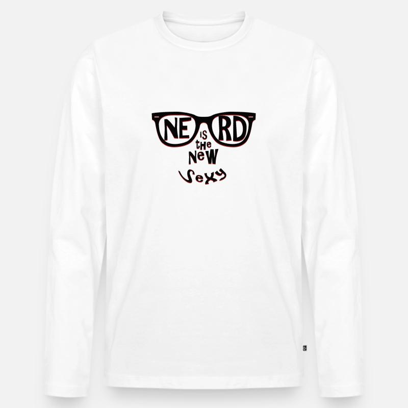 Nerd Geek - Männer Premium Bio Langarmshirt - Weiß