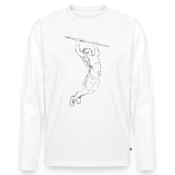 Pull-up bodyweight workout Fitness pull up - Men's Premium Organic Long Sleeve Shirt - white - Front - Nico (187cm)
