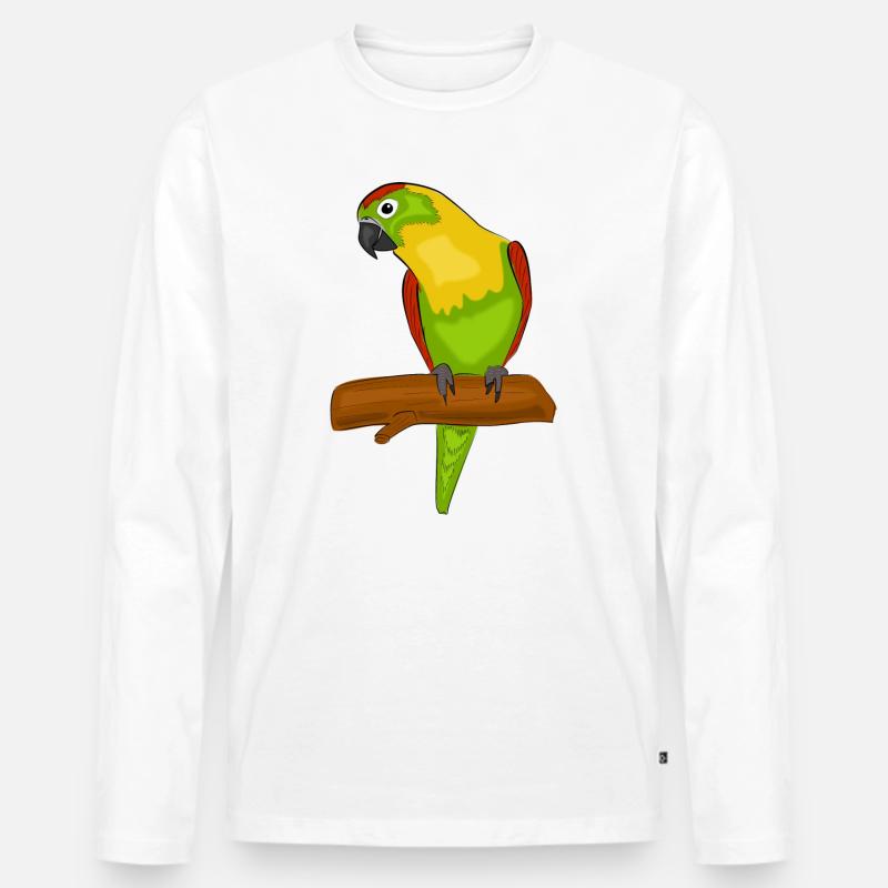 Papagei Vogel Exotisch Bunt - Männer Premium Bio Langarmshirt - Weiß